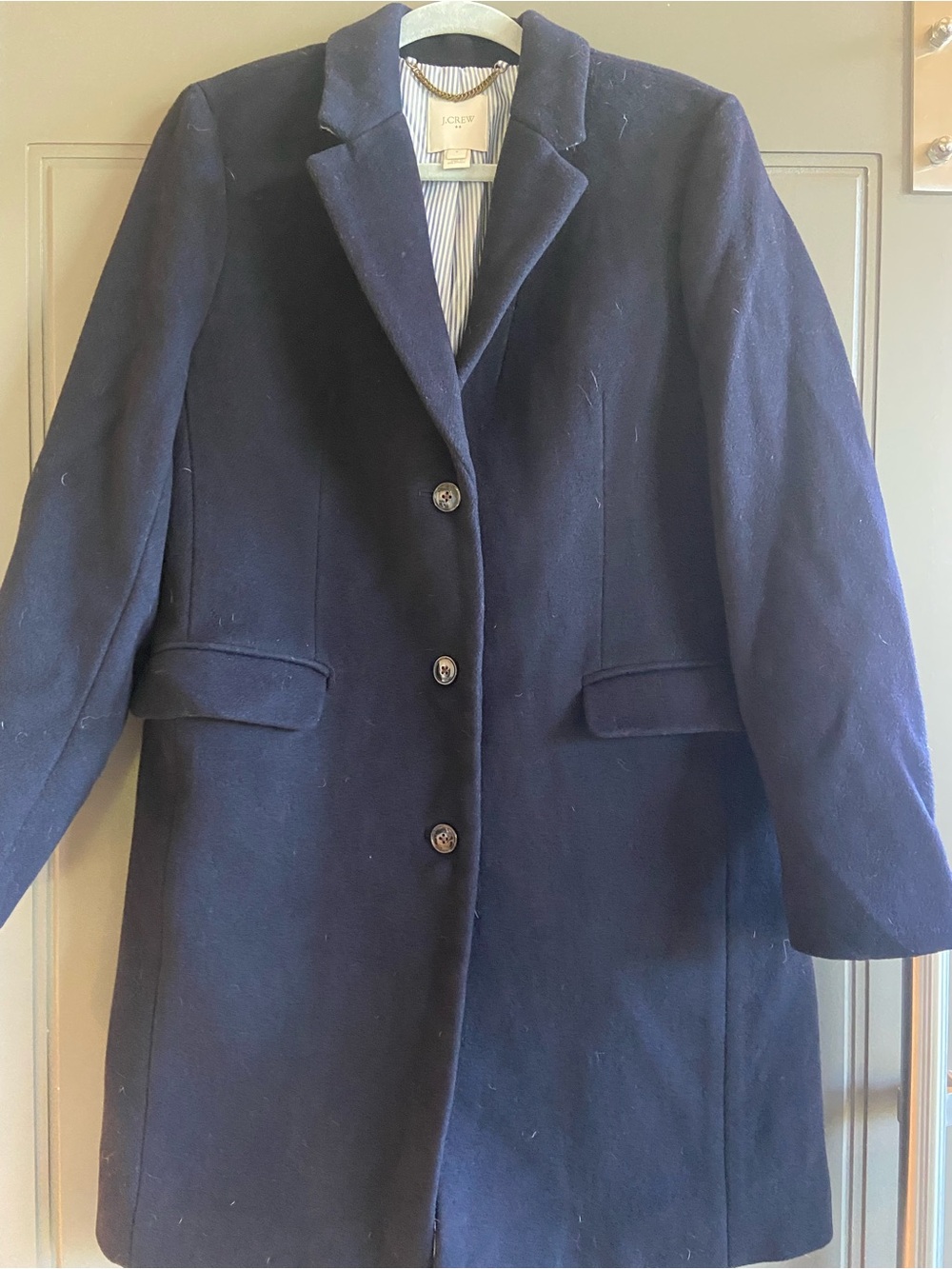J. Crew Navy Wool-Blend Single-Breasted Pea Coat